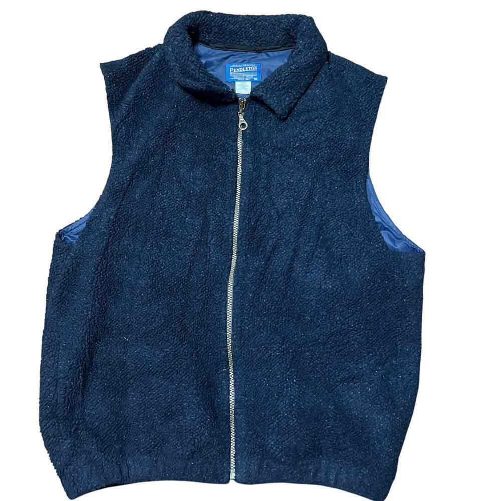 Mens Pendleton Navy Blue Sherpa Zip Up Vest Size Medium